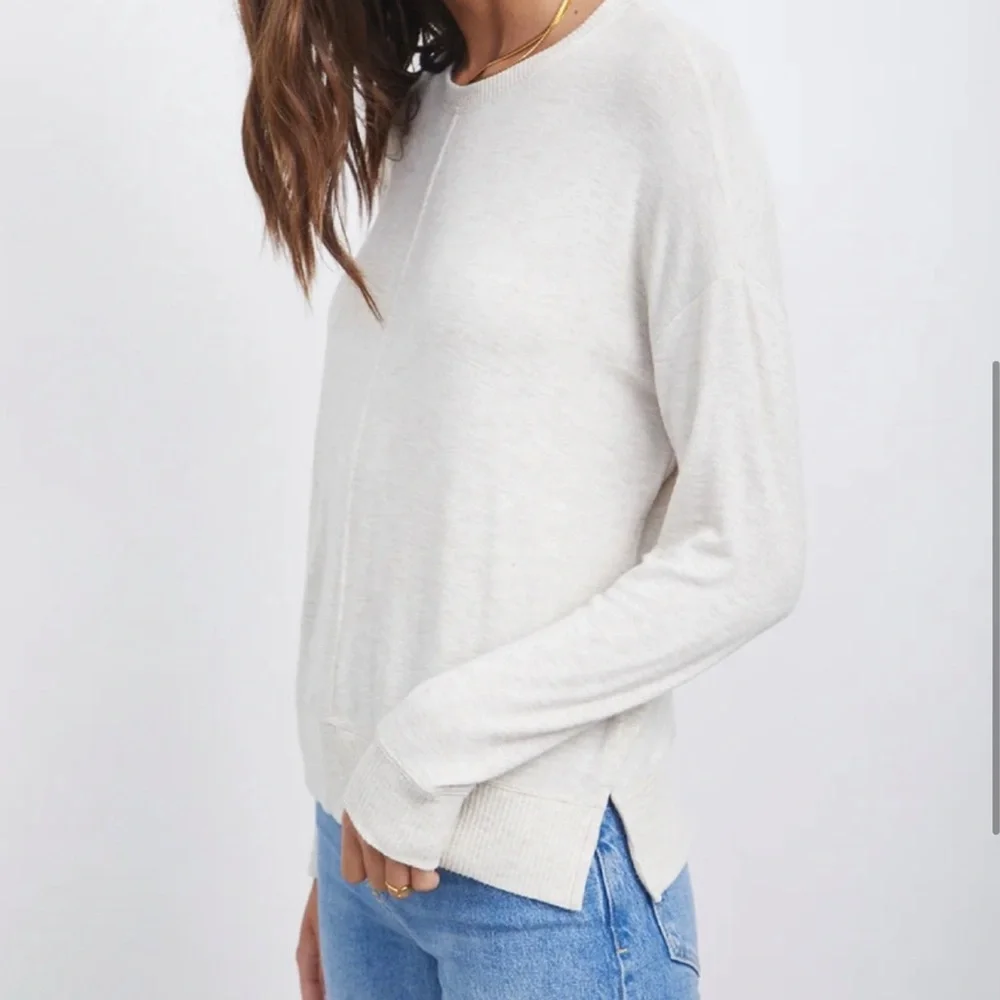 New Rails Iggy Top Moonlight Melange Ribbed Long Sleeve Oatmeal - Picture 1 of 8